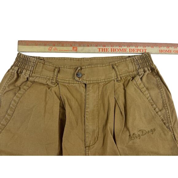 VTG Big Dogs Men Brown‎ Pleated Shorts Sz L Big Dog Embroidered - Picture 4 of 6